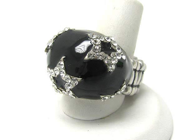 Crystal stud enamel puffy metal stretch ring