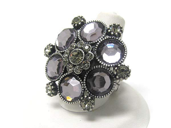 Pearl deco antique metal round stretch ring