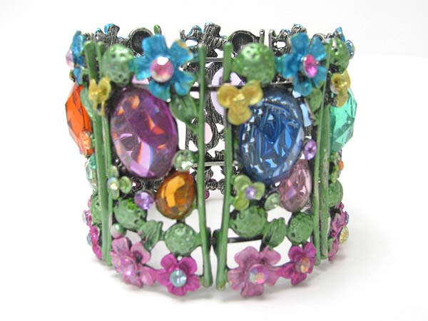 Enamel art work flower flexible bangle?