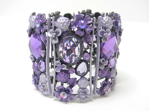 Enamel art work flower flexible bangle?