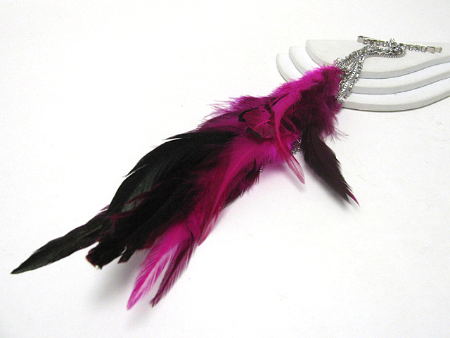 18 inch super long crystal stud hair clip with multi feather and rhinestone extension?