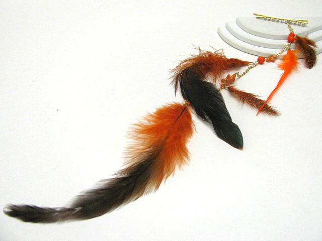 14 inch super long crystal stud hair clip with multi feather extension?