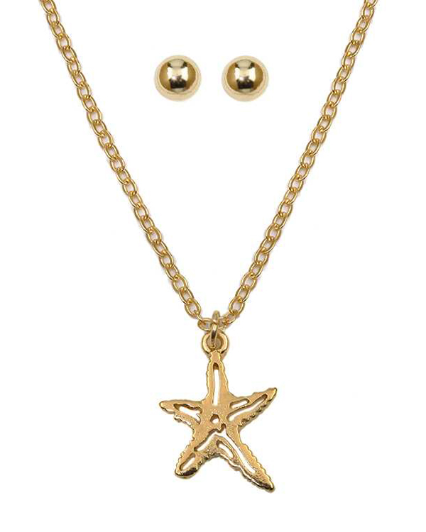 Starfish pendant necklace set