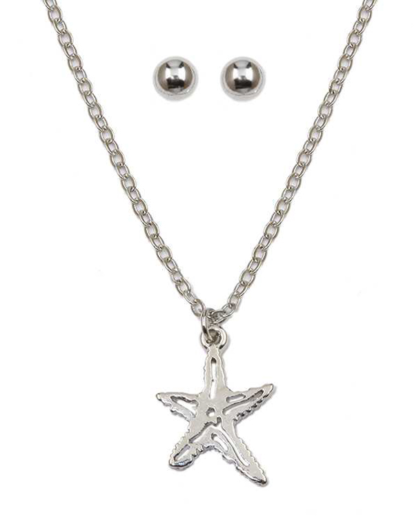 Starfish pendant necklace set