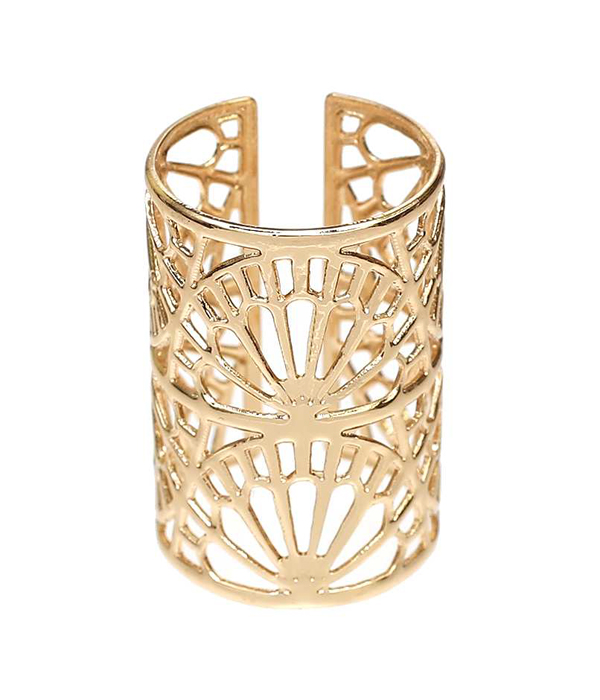 Metal filigree wide ring