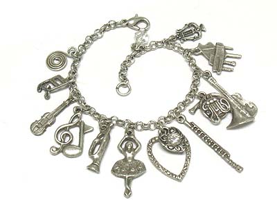 Music theme metal charm bracelet