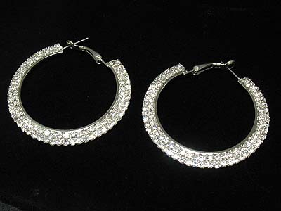 Rhinestone deco round earring 