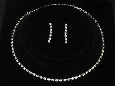 Boutique style rhinestone  1 line tight style necklace and earring set