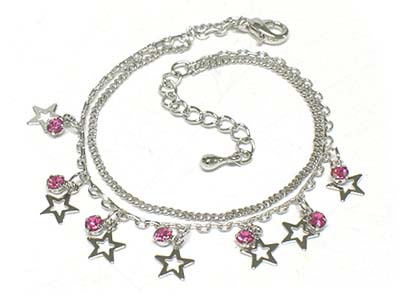 Crystal deco small star charms anklet