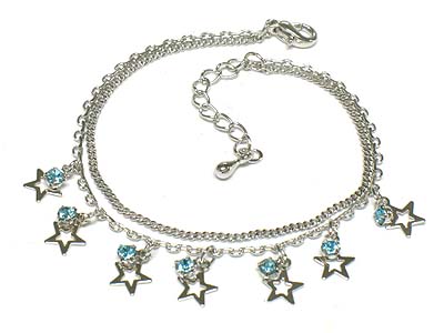 Crystal deco small star charms anklet