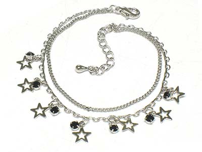 Crystal deco small star charms anklet