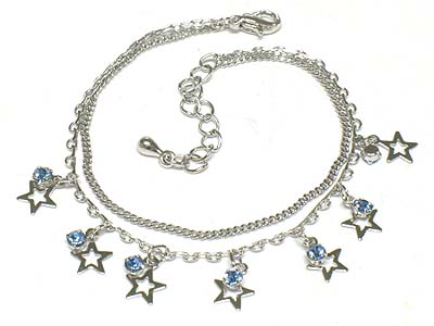 Crystal deco small star charms anklet