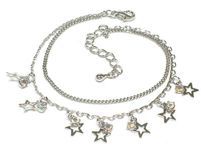 Crystal deco small star charms anklet