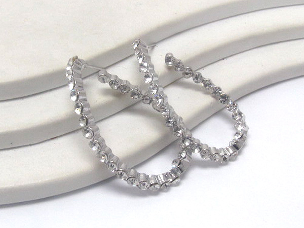 Multi crystal oval wave metal earring