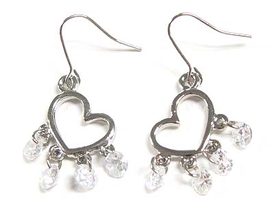 Heart and crystal ball drop earring