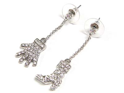 Crystal glove and boot unbalance earring