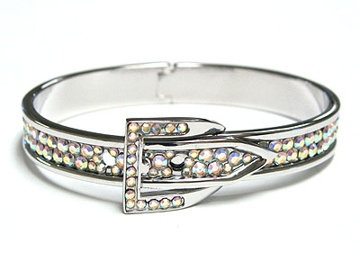 Crystal belt shape bangle bracelet