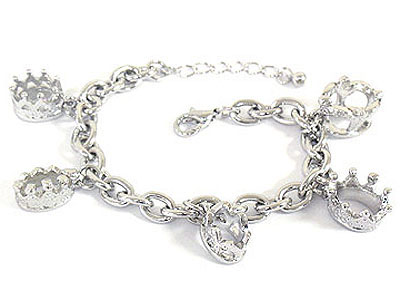 Multi crystal crown dangle bracelet