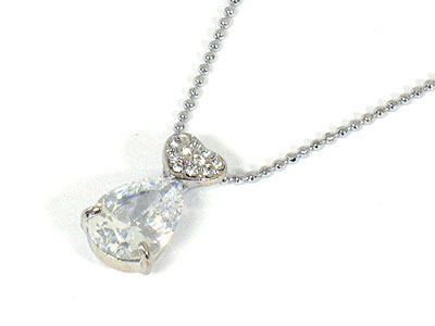 Cubic zirconia teardrop and crystal heart necklace