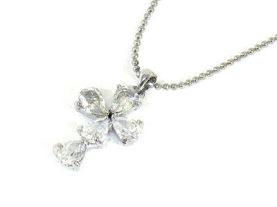 Cubic zirconia cross necklace