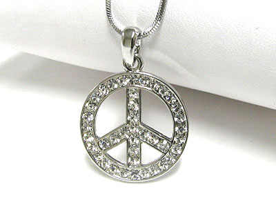 Crystal peace mark pendant necklace