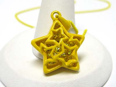 Special price - crystal inside enamel metal star pendant necklace