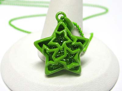 Special price - crystal inside enamel metal star pendant necklace