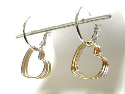 Triple metal heart earring