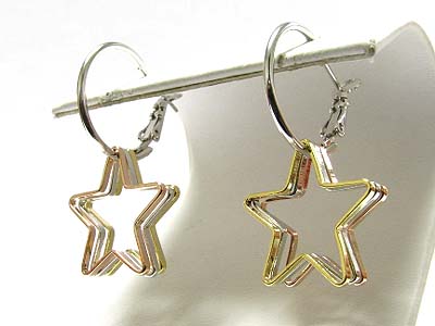 Triple metal star earring