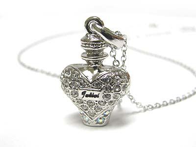 Made in korea whitegold plating crystal miniature perfume bottle pendant necklace