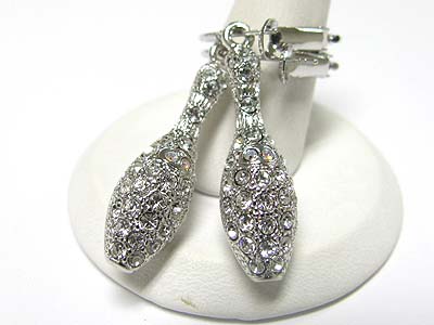 Made in korea whitegold plating crystal bowling pin earring