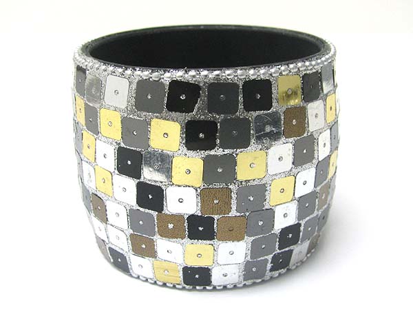 Glittering sequin deco fashion tall bangle