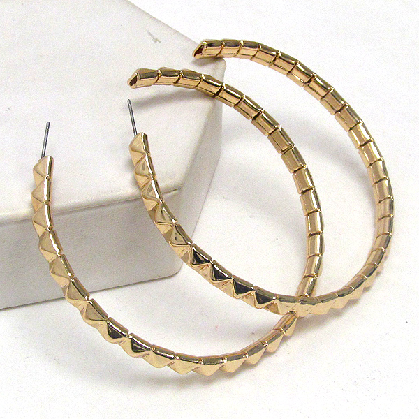 Multi metal spike hollow hoop earring - hoops