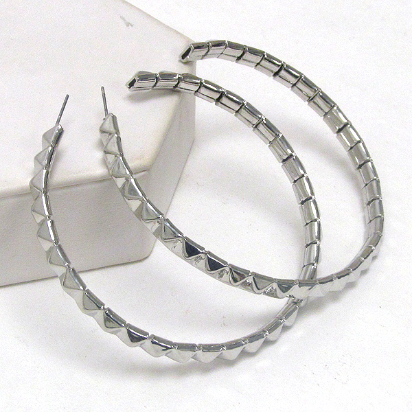 Multi metal spike hollow hoop earring - hoops