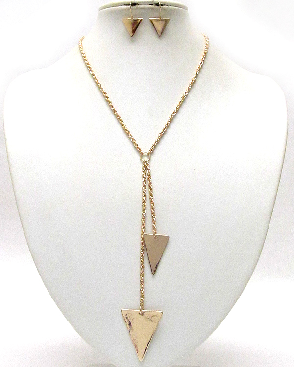 Double arrowhead drop y shape necklace earring set