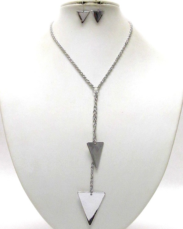 Double arrowhead drop y shape necklace earring set