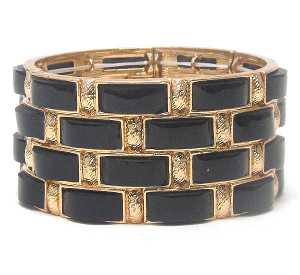 Epoxy deco multi metal block stretch bracelet