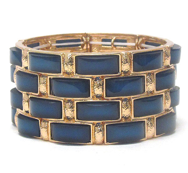 Epoxy deco multi metal block stretch bracelet