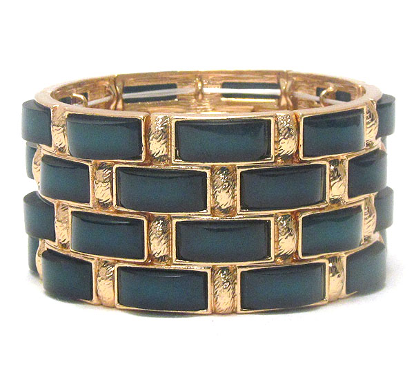 Epoxy deco multi metal block stretch bracelet