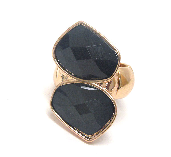 Double facet acrylic stone deco stretch ring