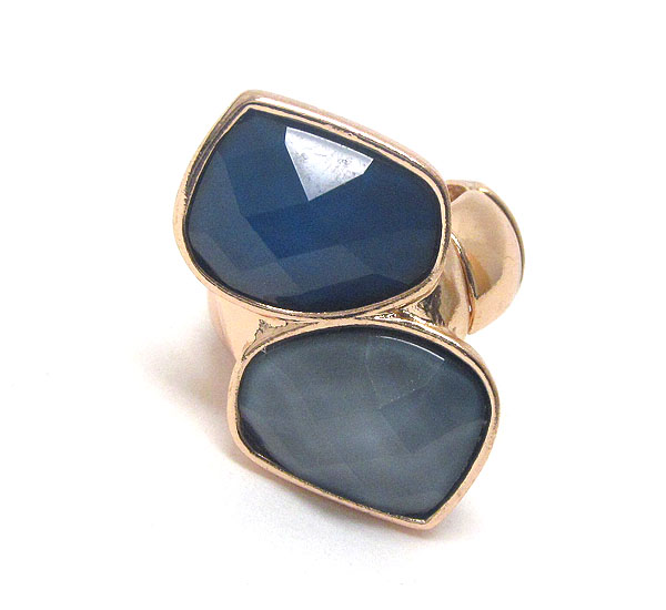 Double facet acrylic stone deco stretch ring