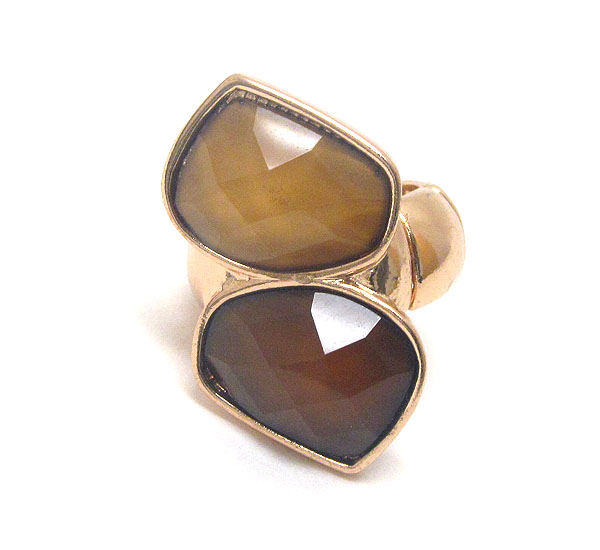 Double facet acrylic stone deco stretch ring