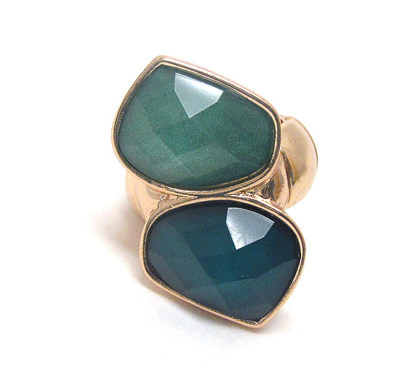 Double facet acrylic stone deco stretch ring