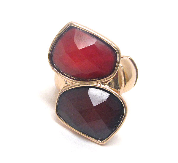 Double facet acrylic stone deco stretch ring