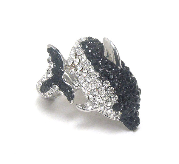 Crystal deco dolphine stretch ring