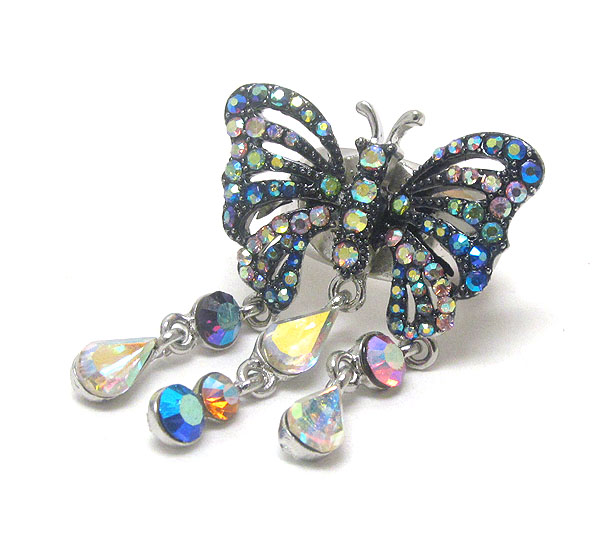 Crystal deco butterfly stretch ring