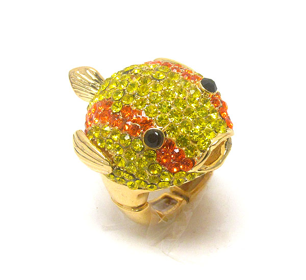 Crystal deco puff fish stretch ring