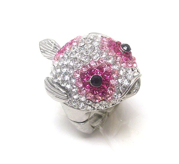 Crystal deco puff fish stretch ring