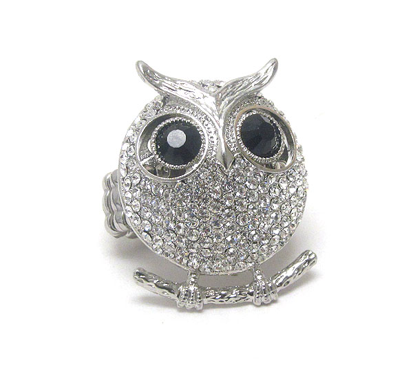 Crystal deco owl stretch ring