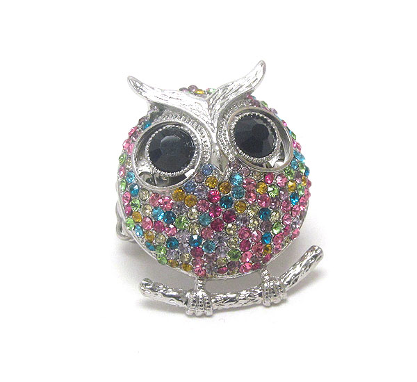 Crystal deco owl stretch ring